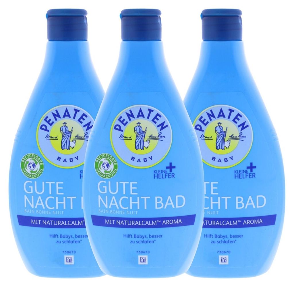 3x Penaten Baby Gute Nacht Bad je 400ml Kleine Helfer unterstützt das Einschlafen NaturalCalm