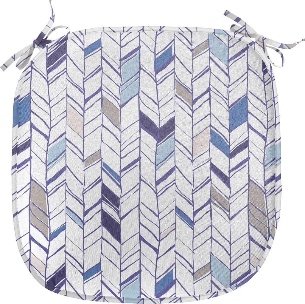 ABAKUHAUS Winkel Polster für Esszimmerstühle, Boho Zick-Zack-Linie Sketchy, Dekoratives wasserfestes Kissen mit Riemen für Küchensitze, 40 cm x...