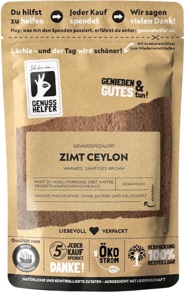 Ceylon Zimt, gemahlen, aromatisches Zimt Pulver zum Backen & Kochen, 100g