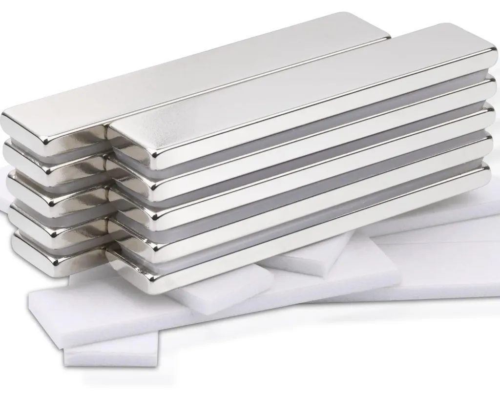 10 Aimants Néodyme Puissants 50x10x3 mm avec Adhésif 3M Haute Qualité
