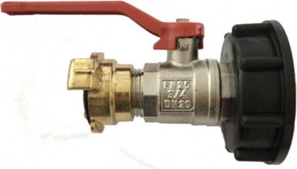 Adapter S60 IBC Kappe mit Messing Kugelhahn auf GEKA Anschluss