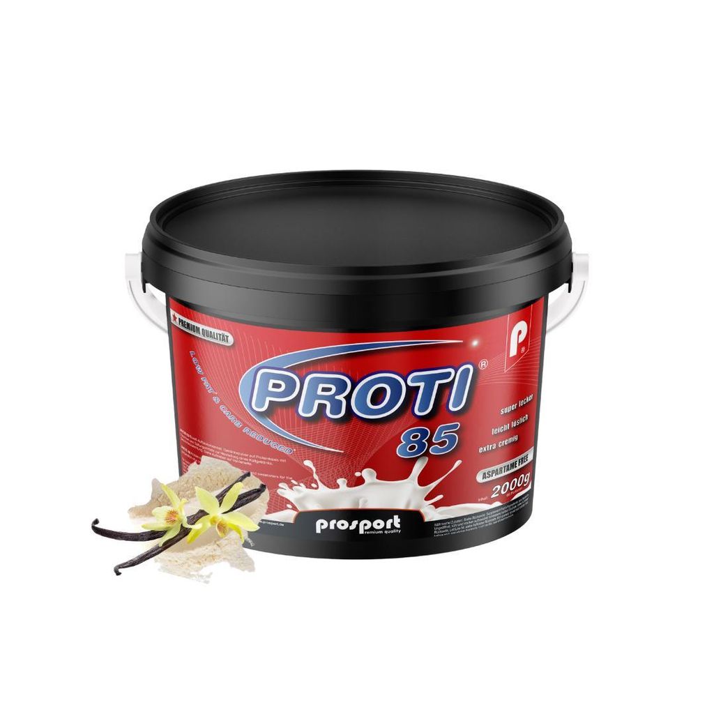 Prosport Proti 85 – Vanille 2000g - Mehrkomponenten-Protein mit Whey, Casein & Eialbumin – 10 Vitamine, BCAAs & EAAs – Eiweißshake, extra ...