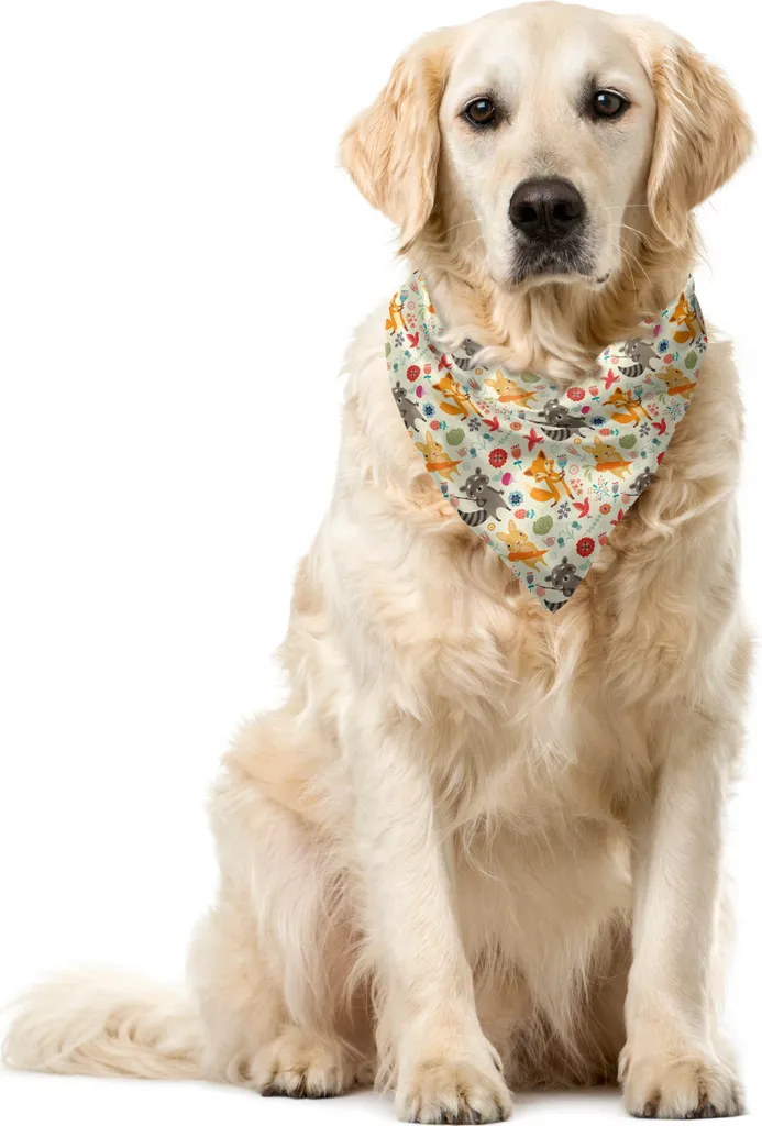 ABAKUHAUS Bandana per animali domestici con animali cartoon, forest Life, 40x40 cm, multicolore