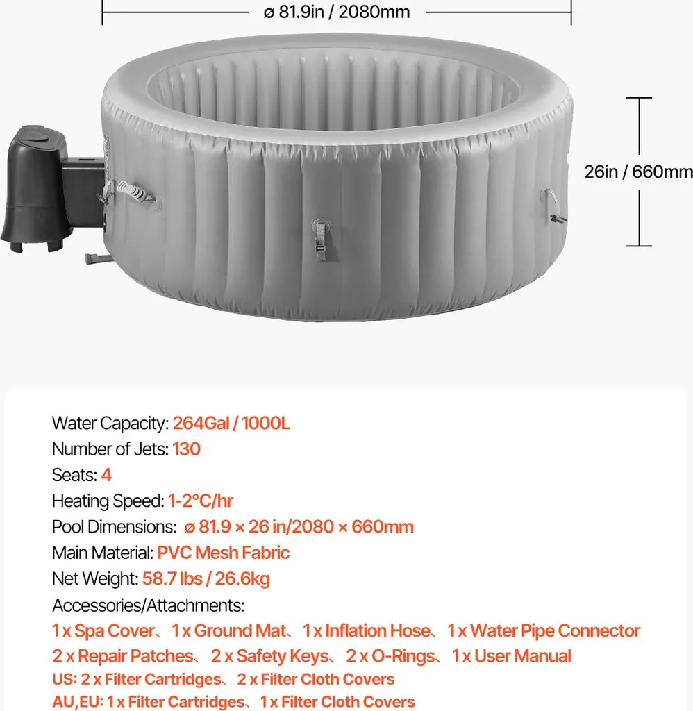 Spa Gonflable Gris 208cm : Solution Détente sans Installation Fixe