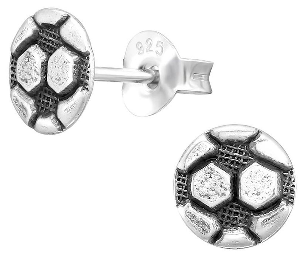 Ohrstecker Jungs Fussball: Kinder Ohrringe Silber 925 Produktbild 