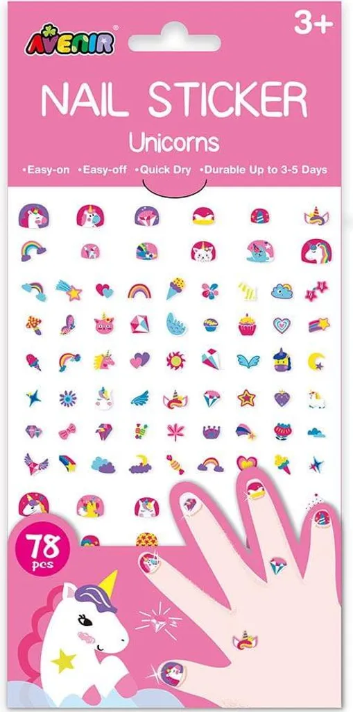 Adesivi Unghie Unicorno Avenir - Kit Nail Art Bambini Sicuro e Glitter