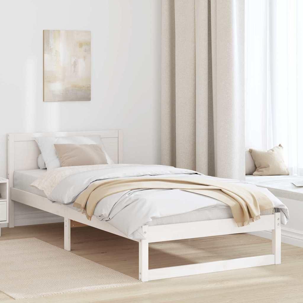 Maison Exclusive - Bettrahmen mit Kopfteil Weiß 90 x 200 cm Massives Kiefernholz