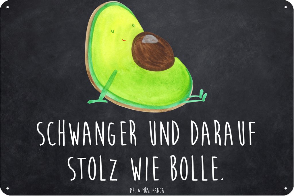 Mr. & Mrs. Panda Schild Avocado Schwangerschaft DIN A3 - Kreidetafel - Geschenk, Wandbild, Baby, Blechschild, Schwanger, tafel, Retro, Wunder, Lieb...