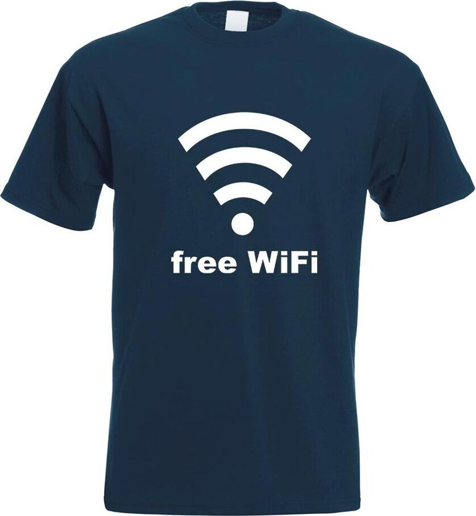 Kiwistar - T-Shirt - Navy - Free WiFi Motiv Bedruckt Funshirt Design Print - mit Motiv Bedruckt - Funshirt Design - Sport - Freizeit - Herren - XL