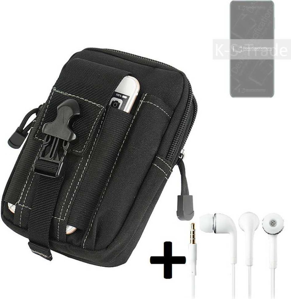 K-S-Trade Gürteltache + Kopfhörer kompatibel mit ZTE Blade V40 Vita Gürtel Tasche Holster Schutz Hülle Handy Hülle schwarz inkl. Extrafächer