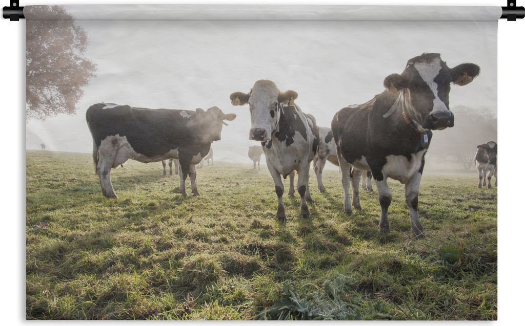 MuchoWow Wandteppich Wandbehang Kühe - Licht - Gras - Tiere 120x80 cm Tapisserie Dekoration Wandtuch - Wanddekorationen - Wandtücher