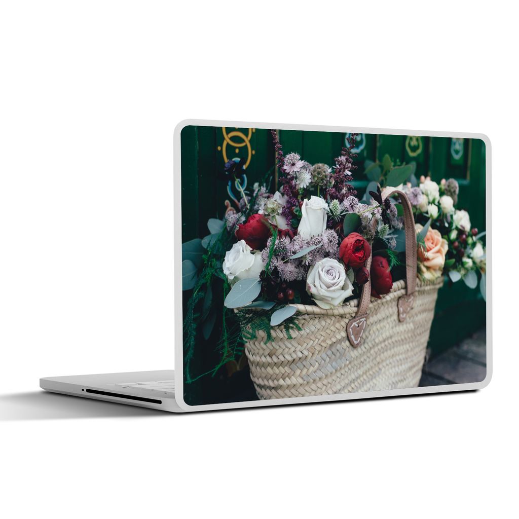 MuchoWow Laptop Aufkleber Sticker Cover Rosen - Blumen - Korb 36.5x27.5 cm - Laptop-Sticker