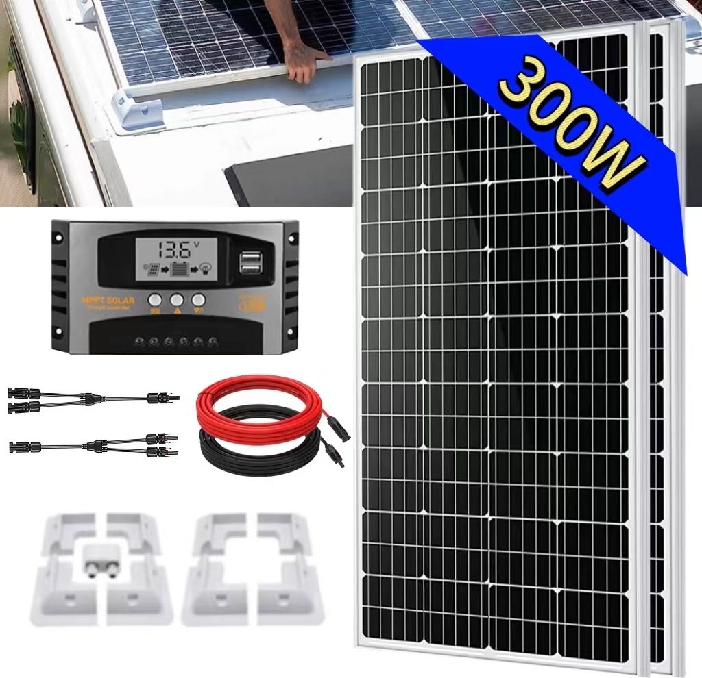 300W Wohnmobilpaket mit Solarpanel Halterung für Wohnmobile, Solarpanel Kit 12V Monokristallin Solarmodule