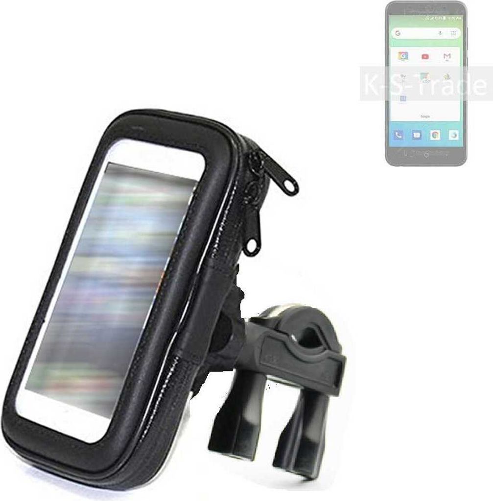 K-S-Trade Fahrrad-Halterung kompatibel mit ZTE Z557 Handy-Halterung Halter Lenkstange Fahrradhalterung Motorrad Bike Mount Wasserabweisend regensicher