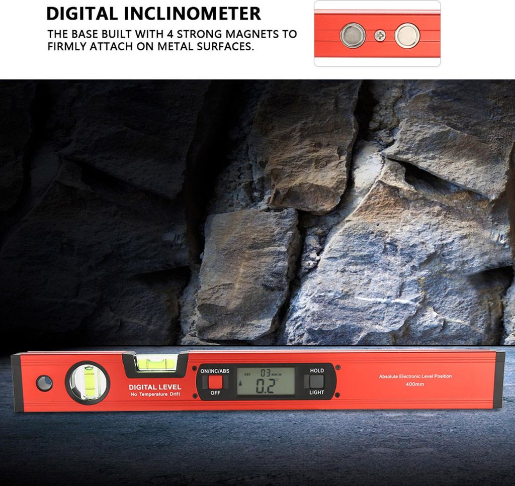 Digitale Aluminiumlegierung Magnetische Winkelsucher Wasserwaage 4 X 90 Neigungsmesser