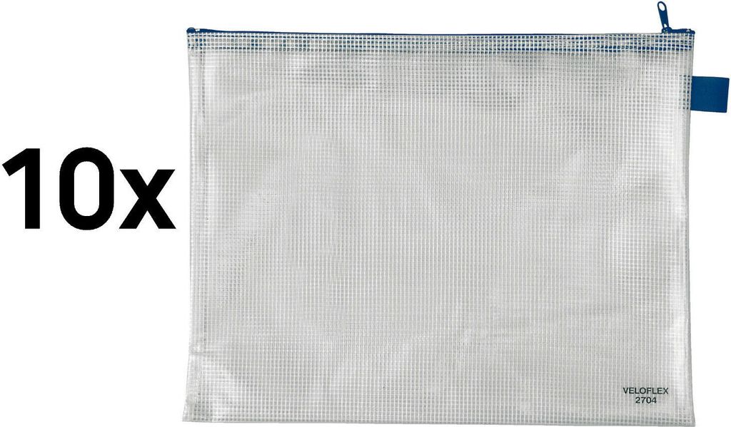 10 x Veloflex A4 Kleinkrambeutel Reißverschlußbeutel Sichttasche
