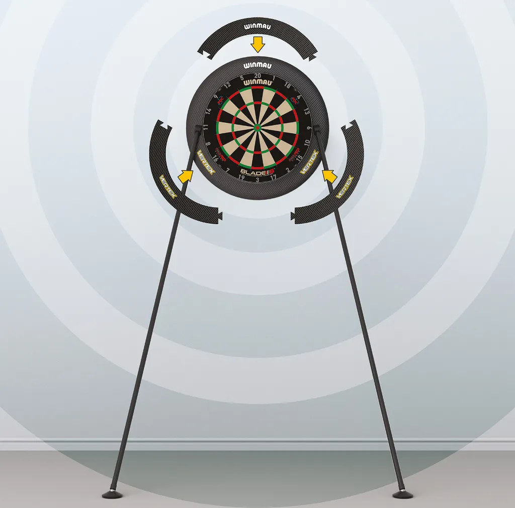 Support cible de fléchettes sur trépied Winmau Vertex noir ajustable - 9