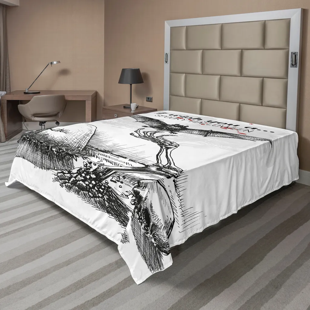 Lenzuolo Bianco Nero Teschio ABAKUHAUS 260x228: Stile Urban Horror