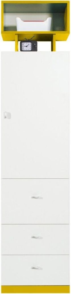 Jugendzimmer - Schrank "Geel" 25, Weiß / Gelb - Abmessungen: 195 x 45 x 40 cm (H x B x T)