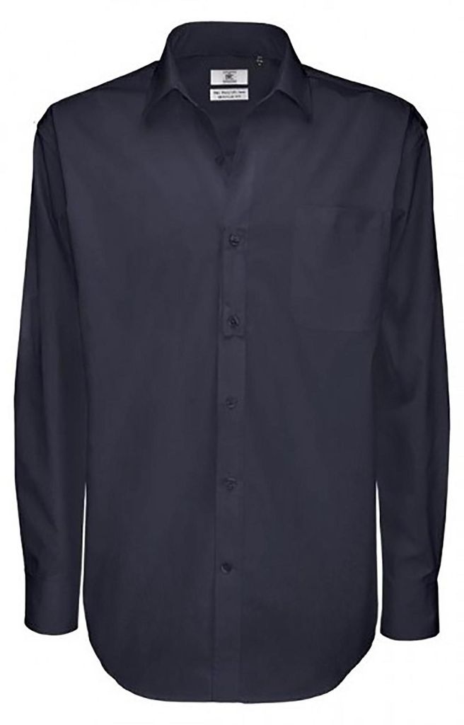B&C Herren Sharp Twill Baumwolle Herren Langarm Hemd FK120 (S) (Marineblau)