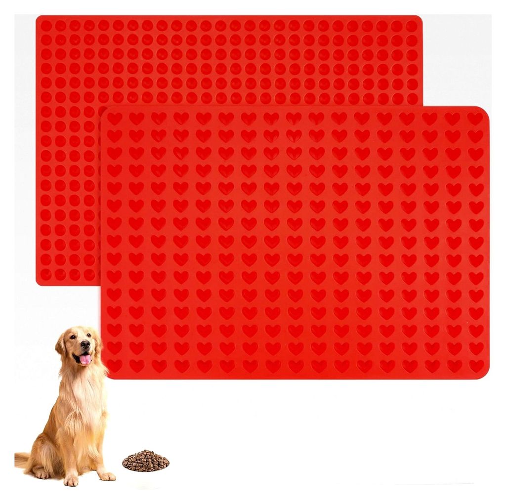 2 Stück Silikon Backmatte für Hundekekse mit Teigspatel, Backmatten für Hundeleckerlies, geeignet für Mikrowelle und Backofen (1,2 cm Halbkugel...