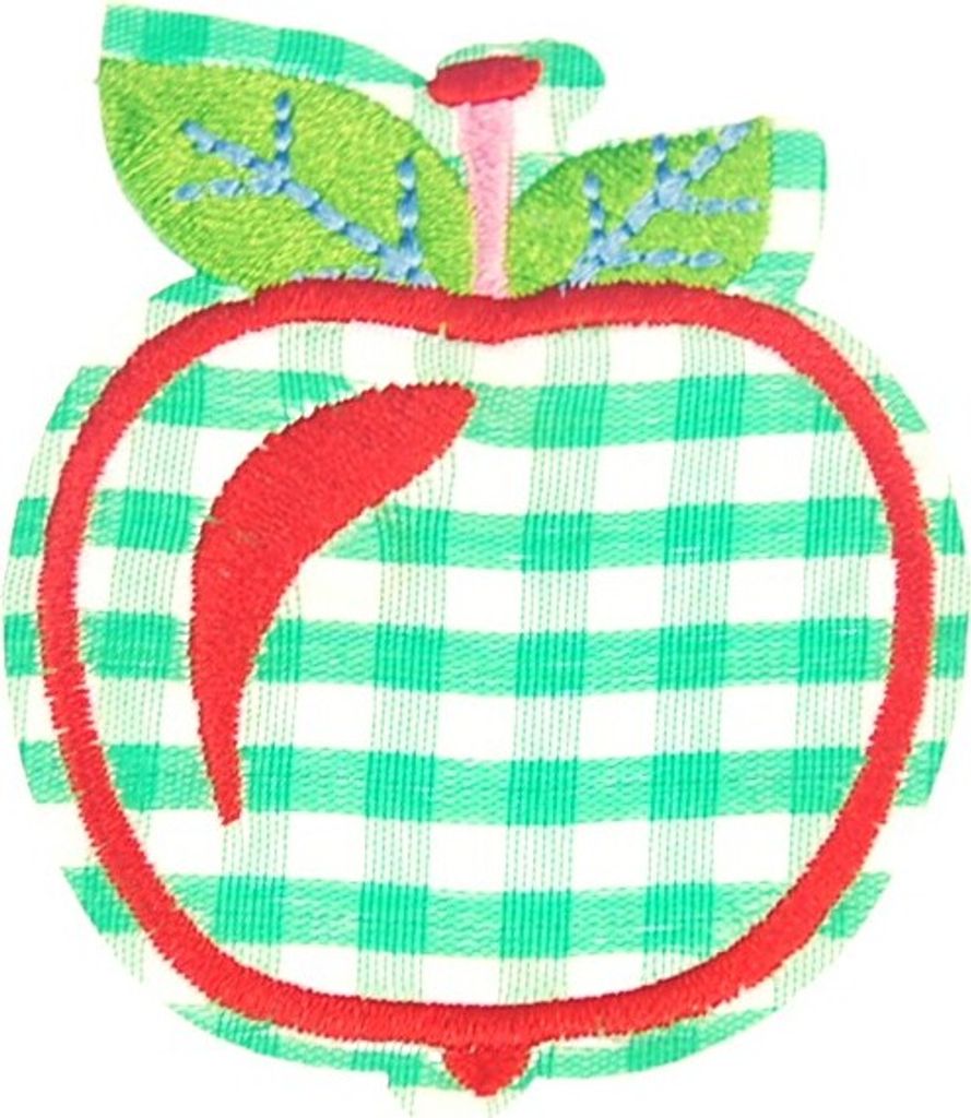 Apfel Bügelbild Aufnäher Aufbügler Miniblings Obst Orden grün weiß Karo 55x65mm