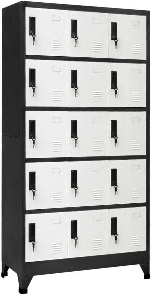 Schließfachschrank Anthrazit und Weiß 90x40x180 cm Stahl