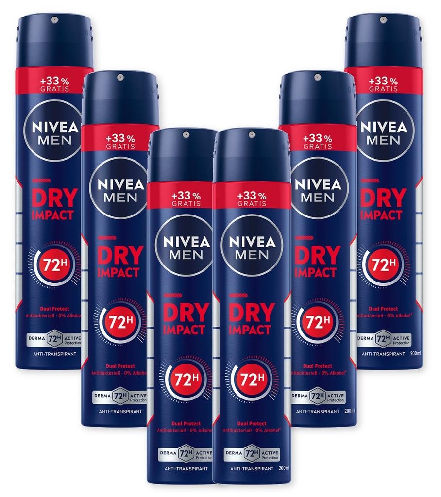 NIVEA MEN Dry Impact​ XL 6x200ml DERMA 72h Aktiv-Schutz Produktbild 