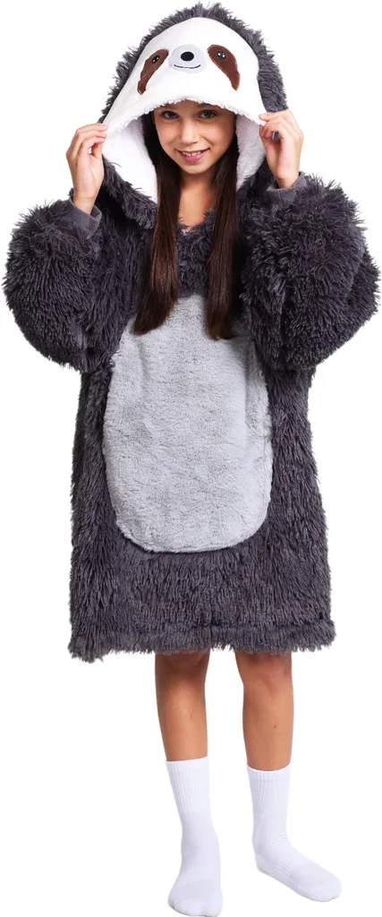 Noxxiez Felpa Deken Luiaard 160 CM - Coperta Indossabile Bradipo Morbidissima