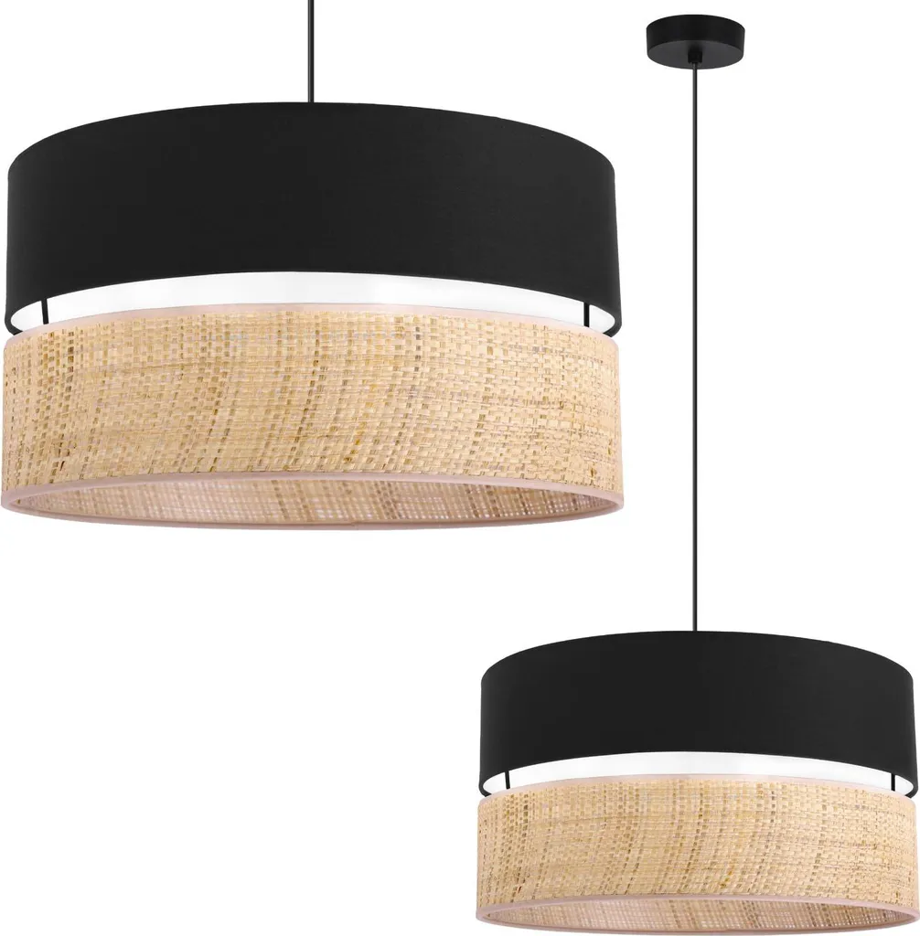 Sospensione Design Rattan Nero Duo - Lampadario Ecosostenibile Chic
