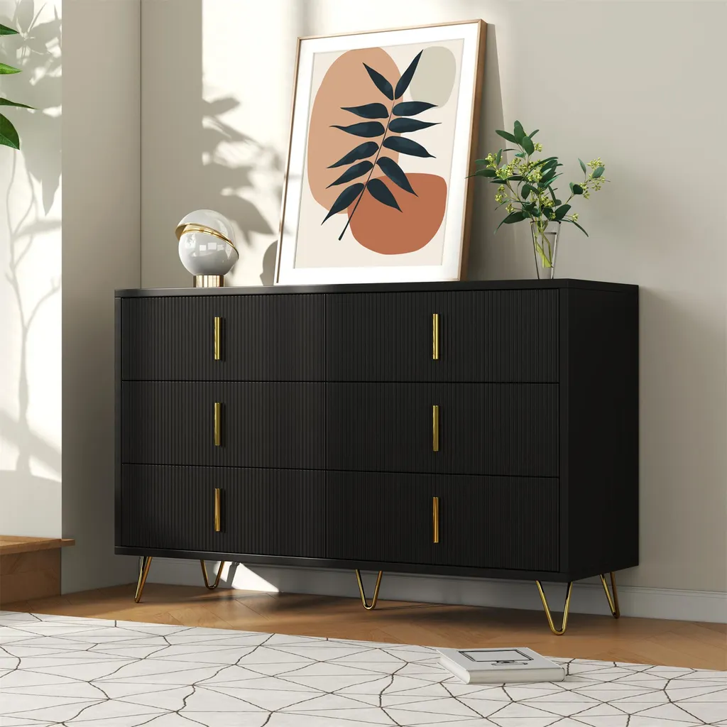 Meuble de rangement 120 cm pour chambre ou salon, 6 tiroirs mat
