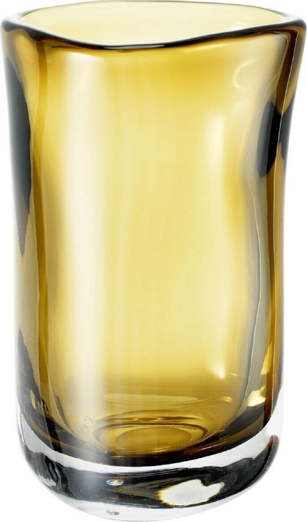 Casa Padrino Luxus Deko Glas Vase Gelb Ø 14 x H. 22 cm - Mundgeblasene Blumenvase - Luxus Deko Accessoires