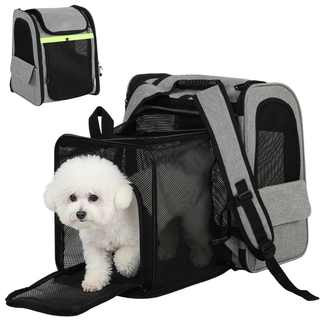 PawHut Hundebox erweiterbar Transportbox Hund mit 5 Taschen 33,5 x 28 x 42 cm