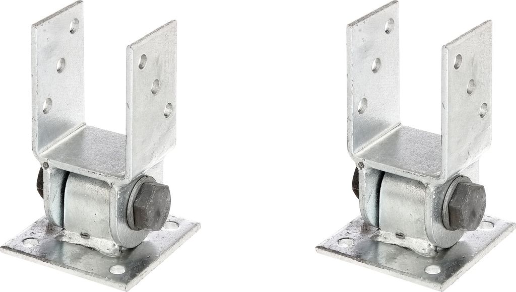 Alberts 2 x Pfostenträger, bewegliches Oberteil, zum Aufschrauben, 71 mm, feuerverzinkt