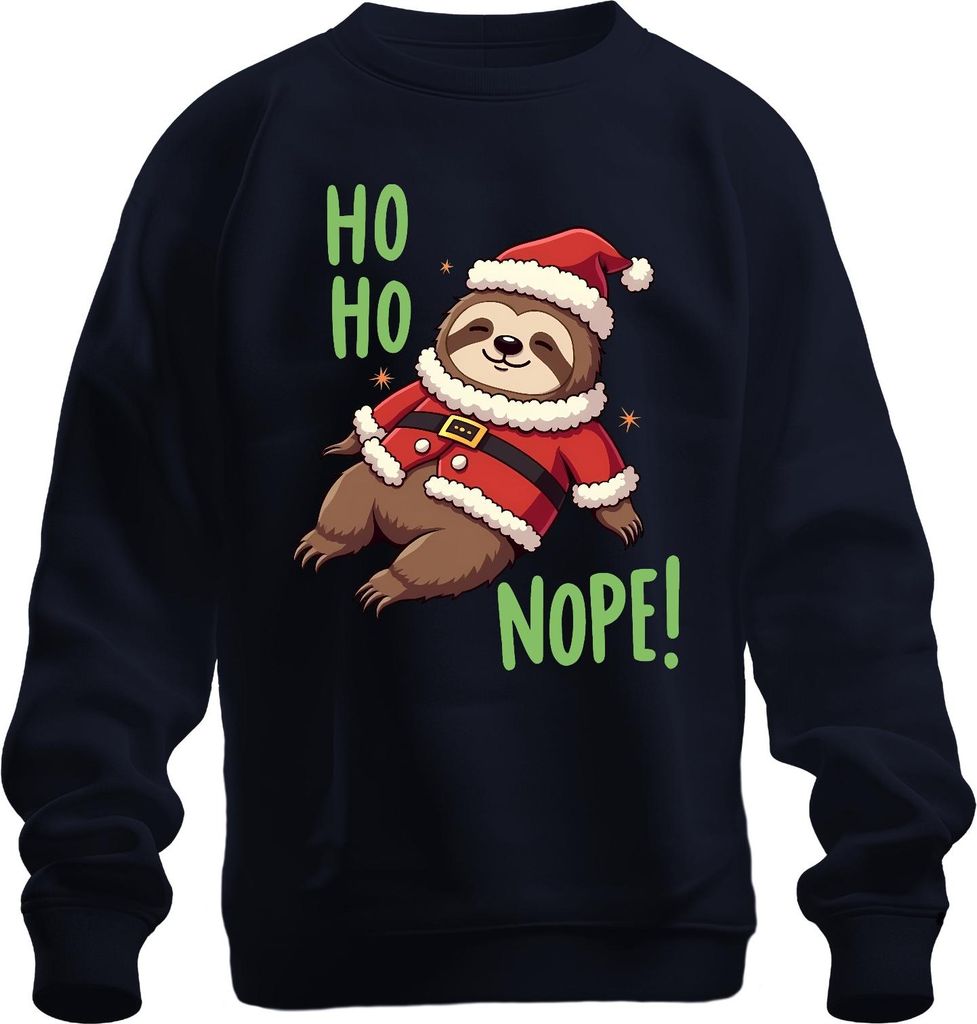 HO HO NOPE! Faultier Weihnachten lustig Geschenk niedlich faul Uni Sweatshirt Pullover, Navy, XL