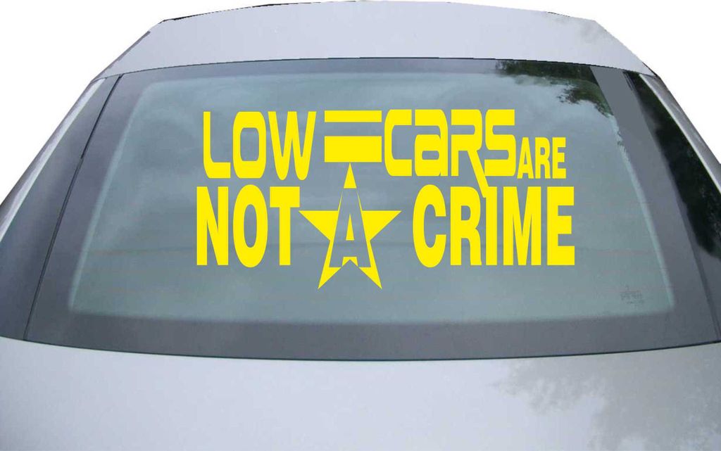 Indigos UG - Aufkleber Heckscheibe & Motorklappe DE6226 - gelb - 600x285 mm - low cars are not a crime - Auto Scheiben Fenster Heckklappe Tuning Ra...