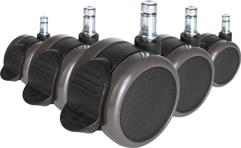 hjh OFFICE Stuhlrollen 5x ROLO STOP 11mm/65mm Ersatz Rollen Bürostuhl für Parkett, Laminat, Fliesen oder Steinboden