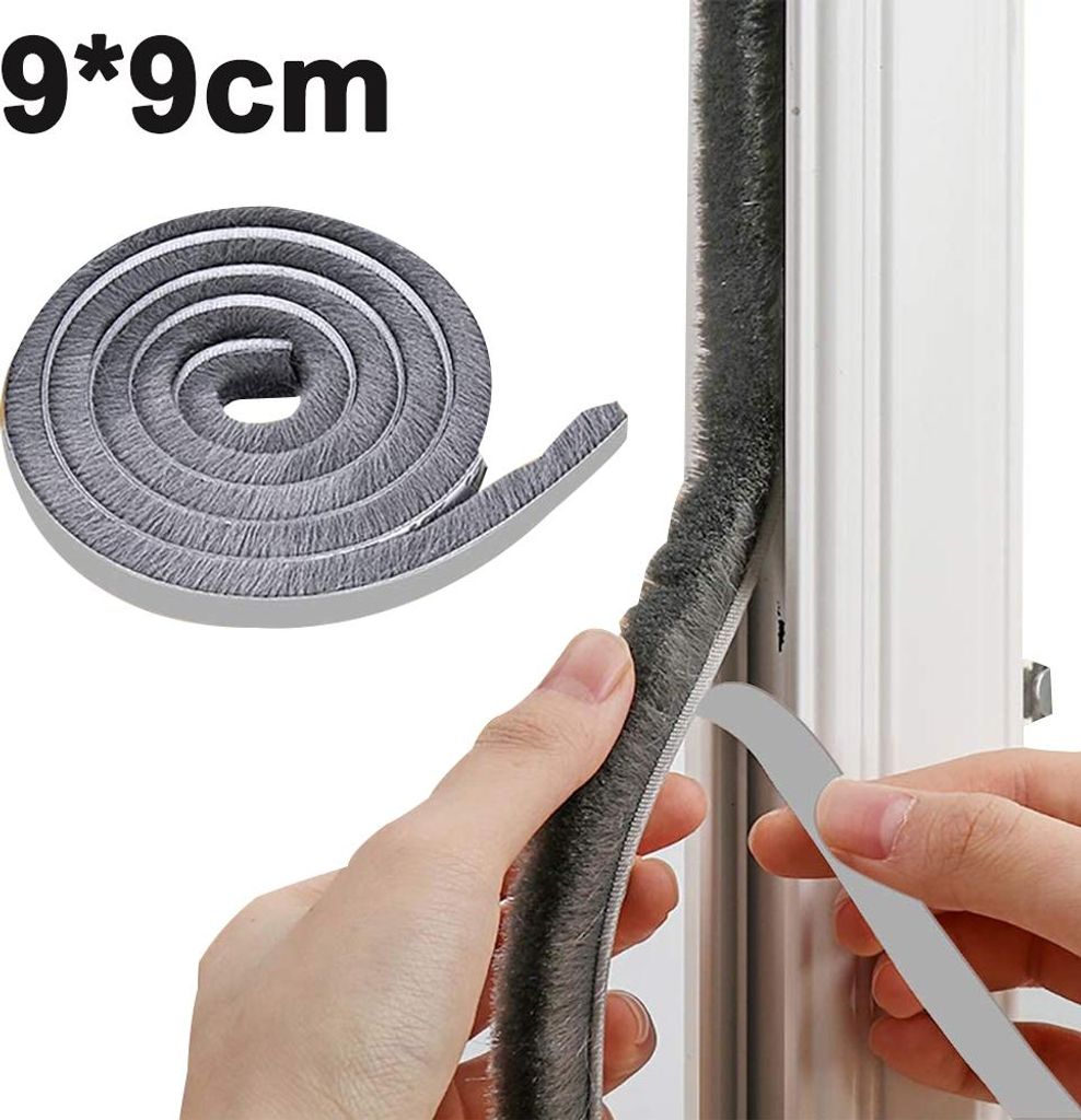 Tür Fenster Dichtungsband 5M Bürstendichtung Selbstklebend 9MM