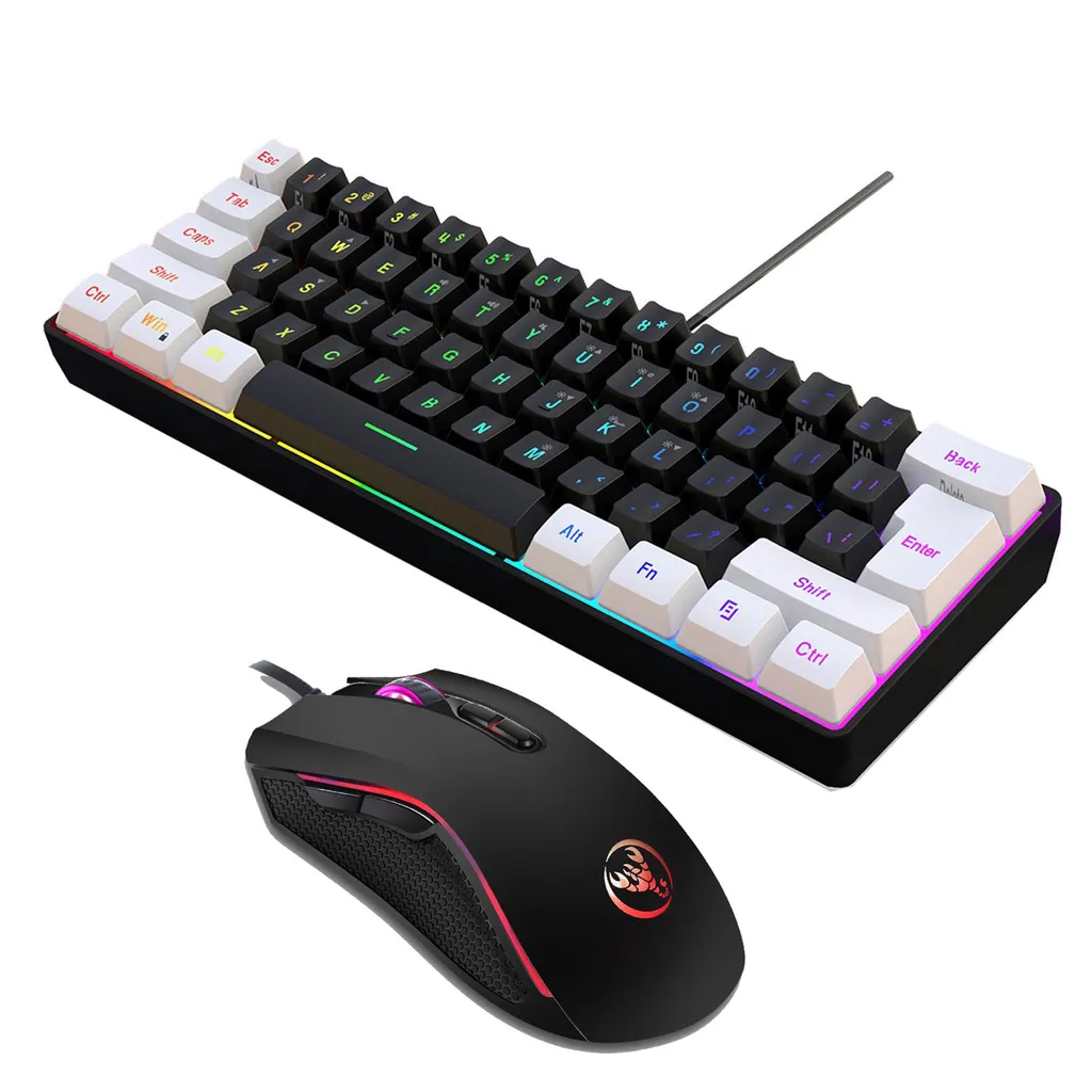 Set Gaming RGB pour Petit Bureau - Clavier 60% et Souris Filaire Rapide