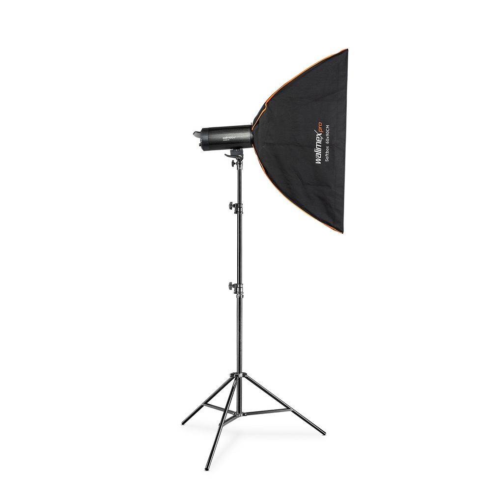 Walimex pro Stager 400 HSS Studioblitz Set, 400 W Studiolicht mit LED-Einstelllicht, Studio-Komplettset mit Softbox und Lampenstativ, ideal für Fo...