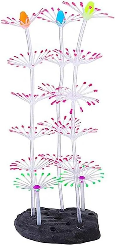 Décoration aquarium rose phosphorescente en silicone - Ornement souple