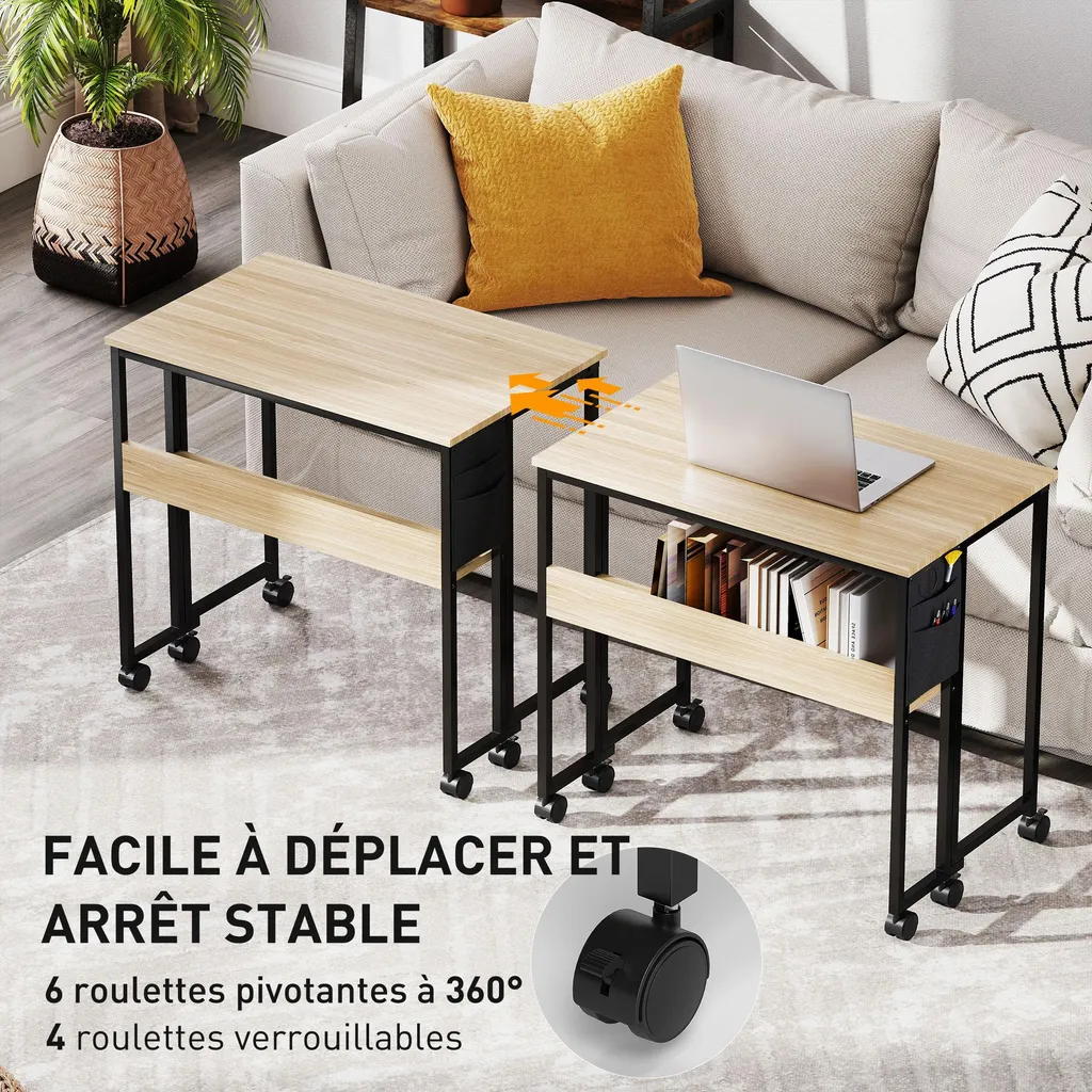 Bureau compact pliable sur roues pour libérer l'espace en un geste - 6