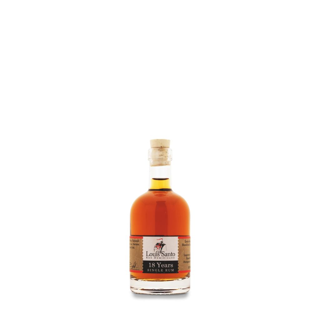 Louis Santo - Premium Single Rum 18 Jahre | Bourbon Cask | Aus Zuckerrohrsaft | Doppelgold prämiert | Ideal als Geschenk | 44% Vol. | 0,1l