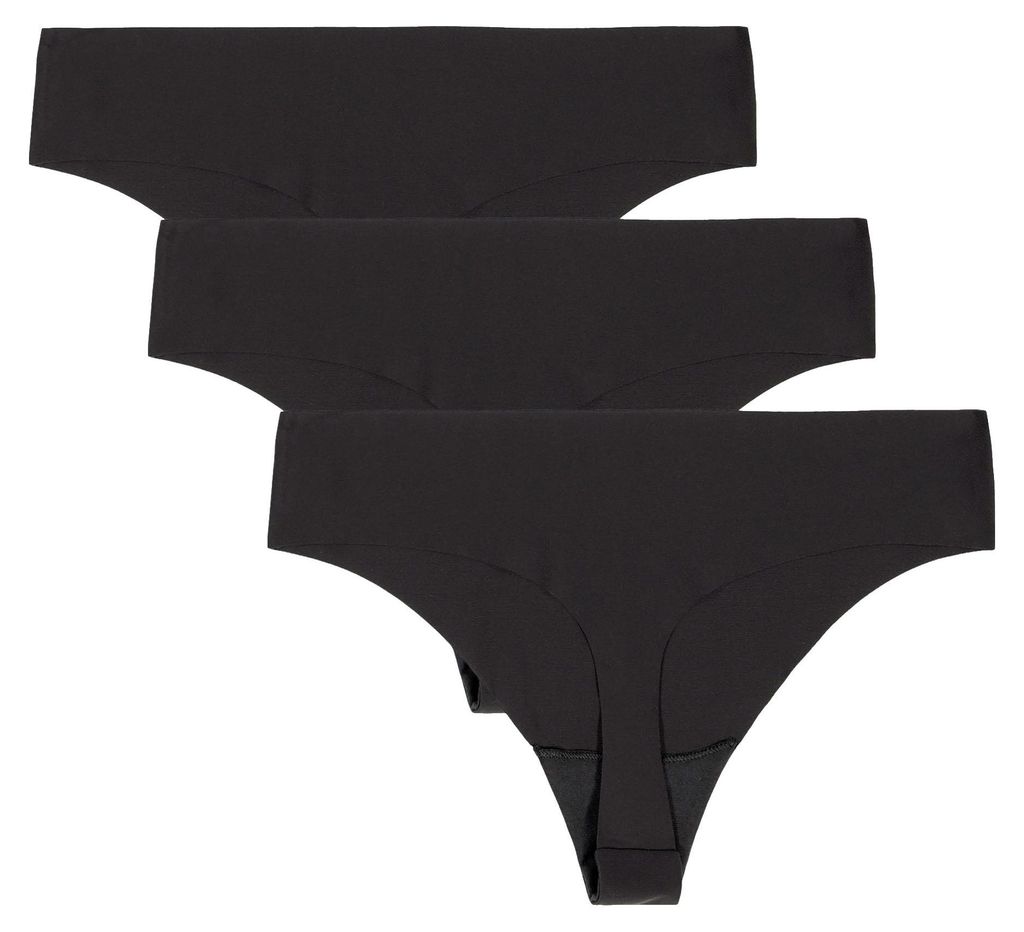 UNDER ARMOUR Damen String, 3er Pack - Pure Stretch No Show Thong, elastisch, einfarbig Schwarz XS