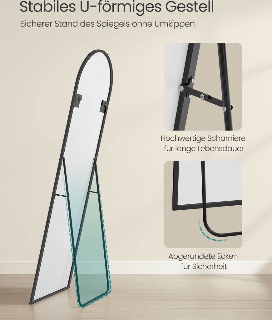 SONGMICS Ganzkörperspiegel, 160 x 50 cm, gewölbter Produktbild 3