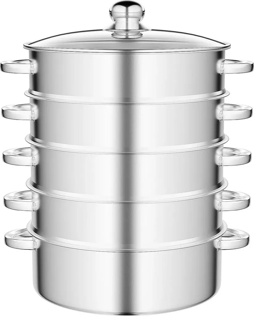 Vaporiera Inox 28cm per Verdure | Pentola Sana 5 Strati Impilabile