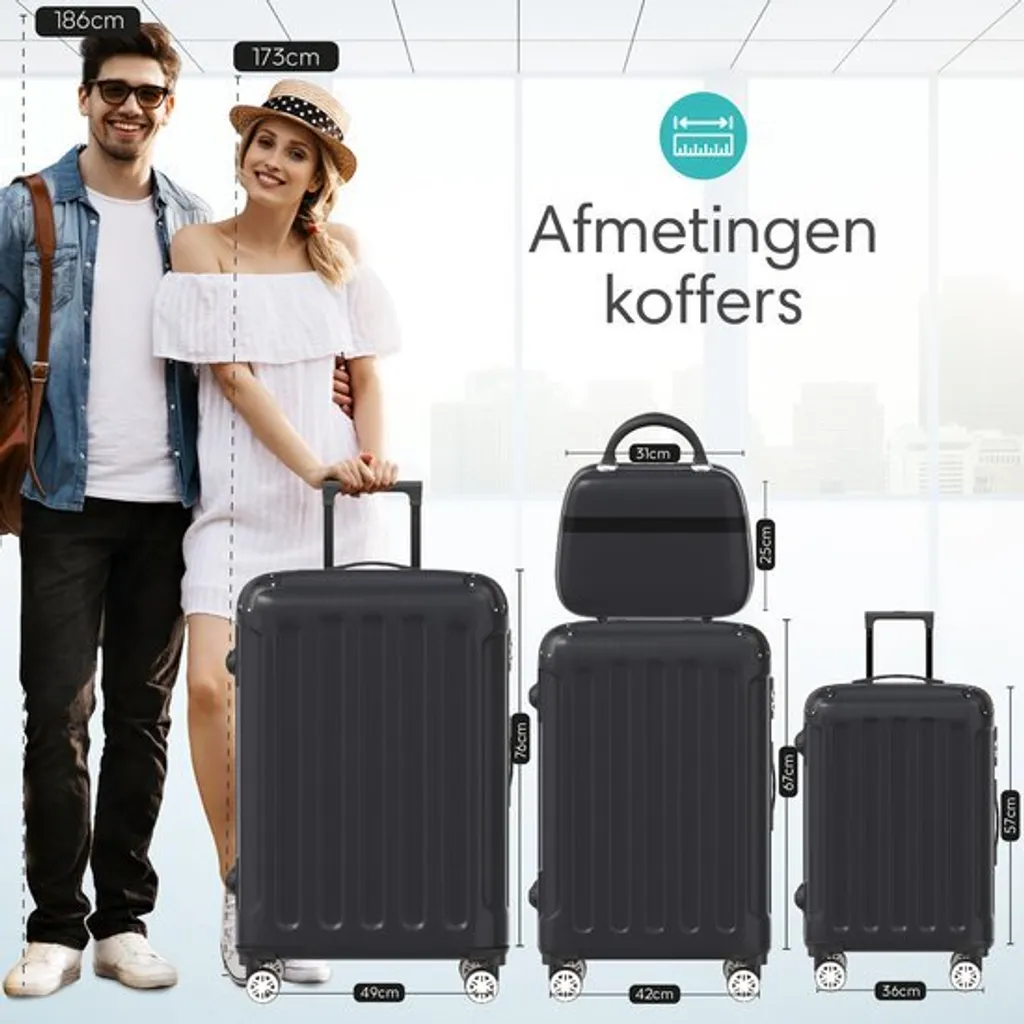 Voyagoux Black Collection: Set 4 Valigie Rigide ABS con TSA e Ruote - 2