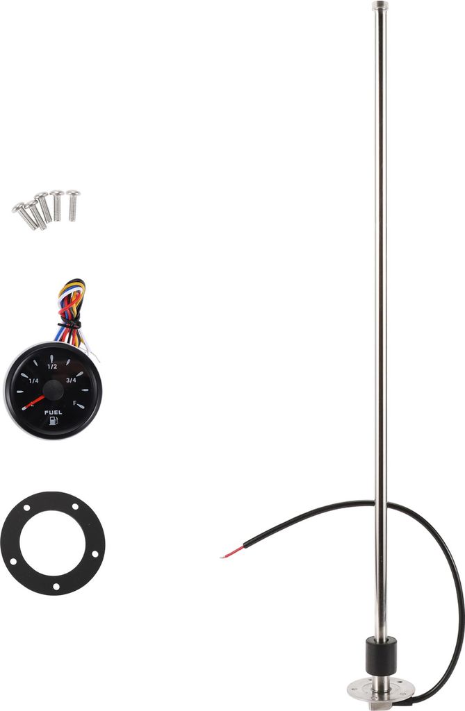 1 Satz Kraftstoff-Sendeinheit und Messgerät Kit 711mm Länge Boot Kraftstoff-Sendeinheit Marine Kraftstoff-Sender Einheit Schwarz Silber Ton Metal...