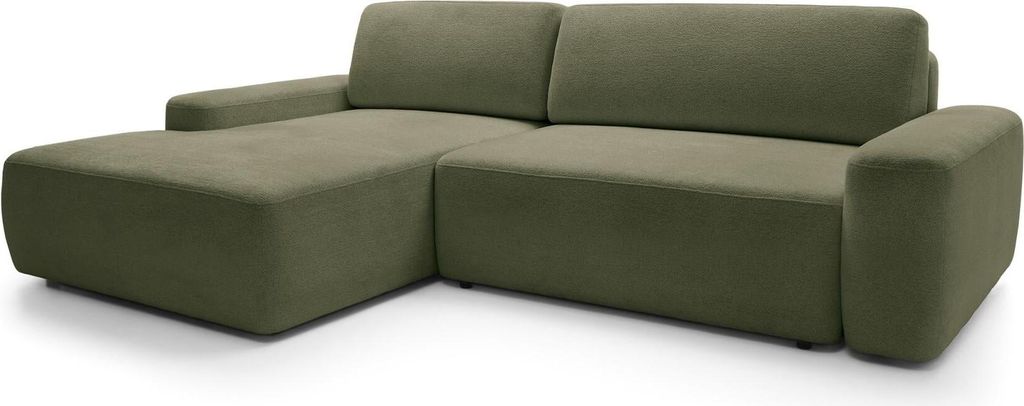 FURNLUX Ecksofa Bouli Grün Und Schwarz 264cm / Hauptfarbe: Grün / Abmessungen: 264 x 82 x 162 cm
