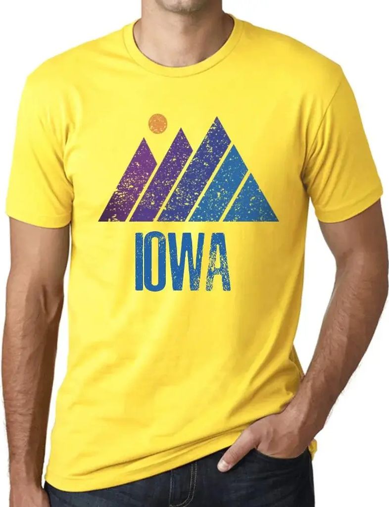 Herren Grafik T-Shirt Berg-Iowa – Mountain Iowa – Öko-Verantwortlich Vintage Jahrgang Kurzarm Lustige Druck Geburtstag Geschenk Mann